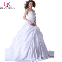 Grace Karin vestido de casamento branco sem alças para mulheres gordas 2523